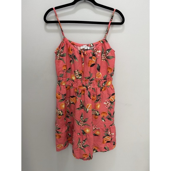 Loft Orange Harvest Smocked Waist Coral Linen Blend‎ Dress Size Medium - Picture 1 of 7